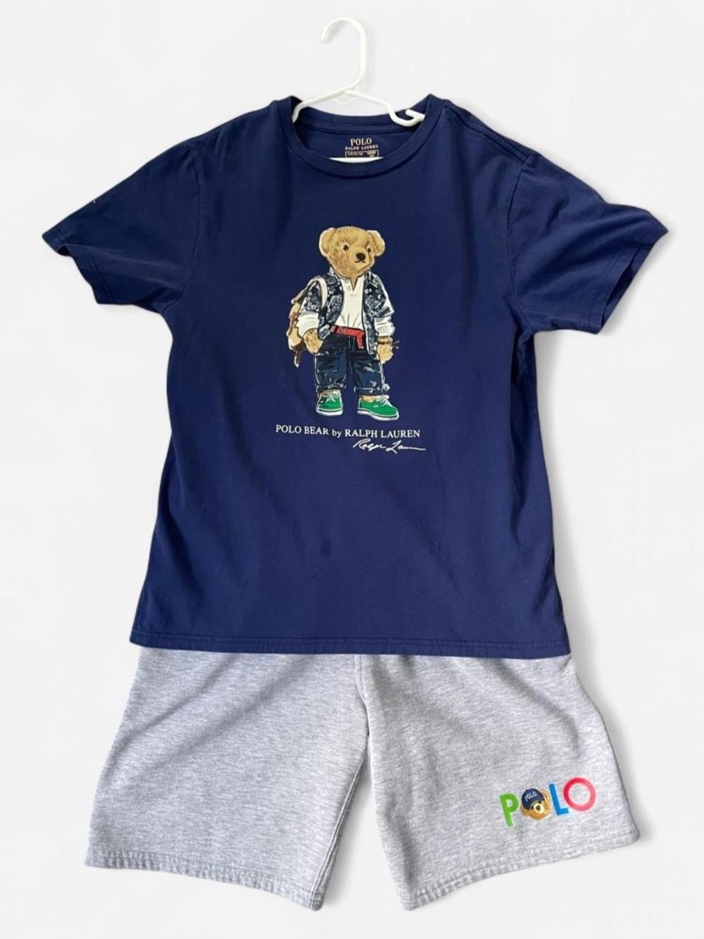 Polo Ralph Lauren Teddy Bear Outfit Set Twofer Boys LARGE T-Shirt & Shorts Set